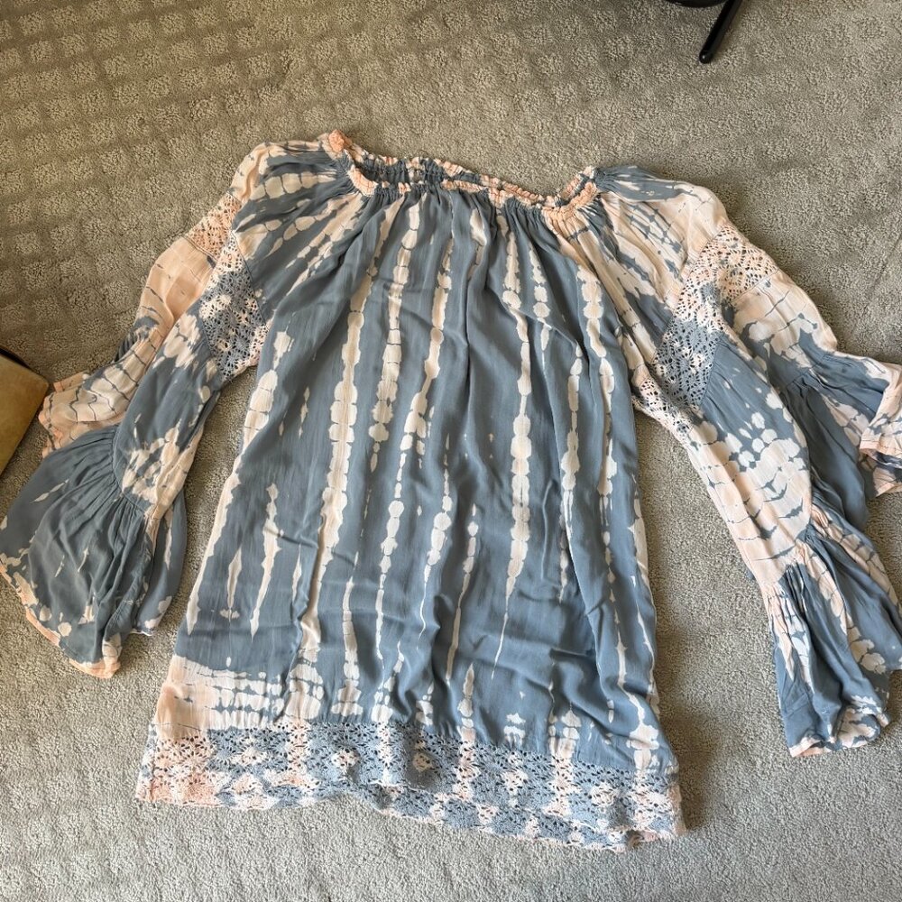 Surf Gypsy Tie Die Off the Shoulder Top size S fits like 8-10 - Picture 5 of 7